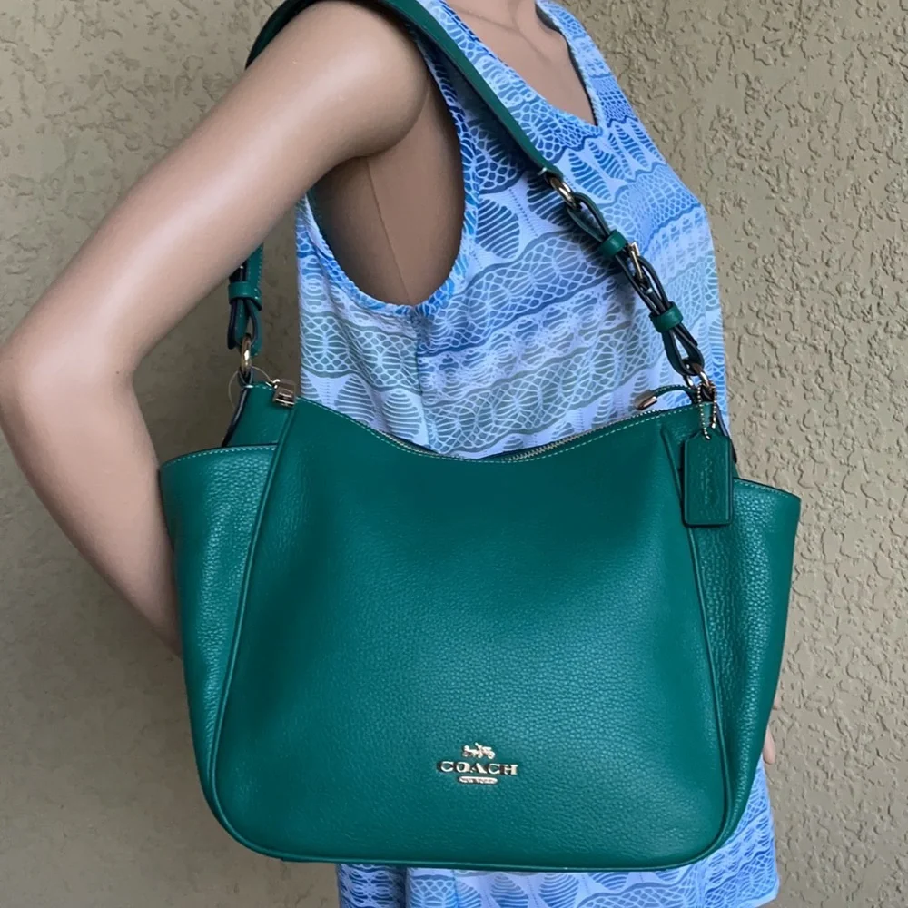 COACH Rori Shoulder Bag COLOR: Gold/Bright Jade - Picture 12 of 16